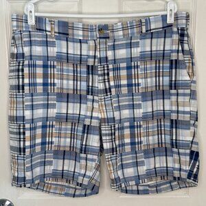 Peter Millar Blue White Madras Cotton Shorts Size 38
